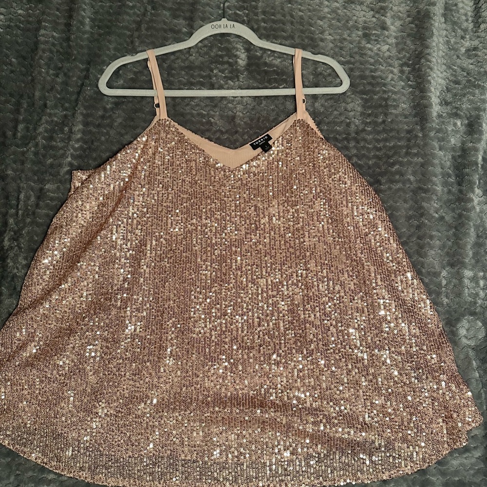 Torrid Sequin Beige/Gold Swing Tank